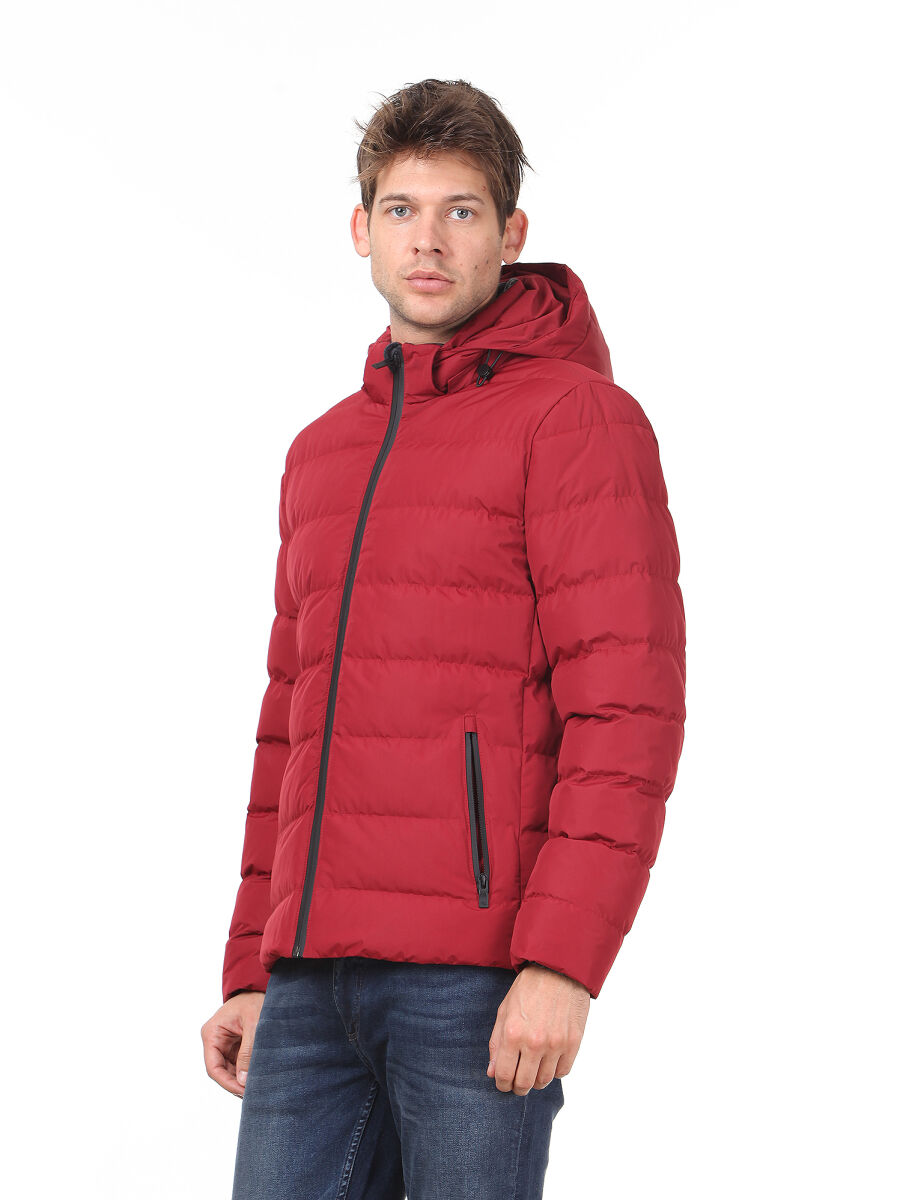 Kırmızı Regular Fit Casual Dokuma Mont - 4
