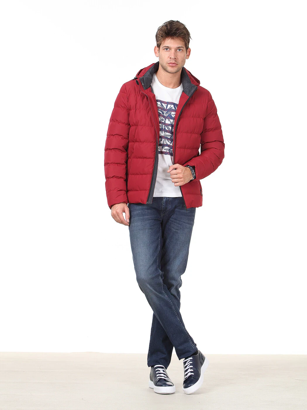 Kırmızı Regular Fit Casual Dokuma Mont - 3