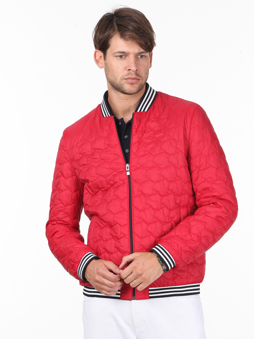 Kırmızı Regular Fit Casual Dokuma Mont - 1
