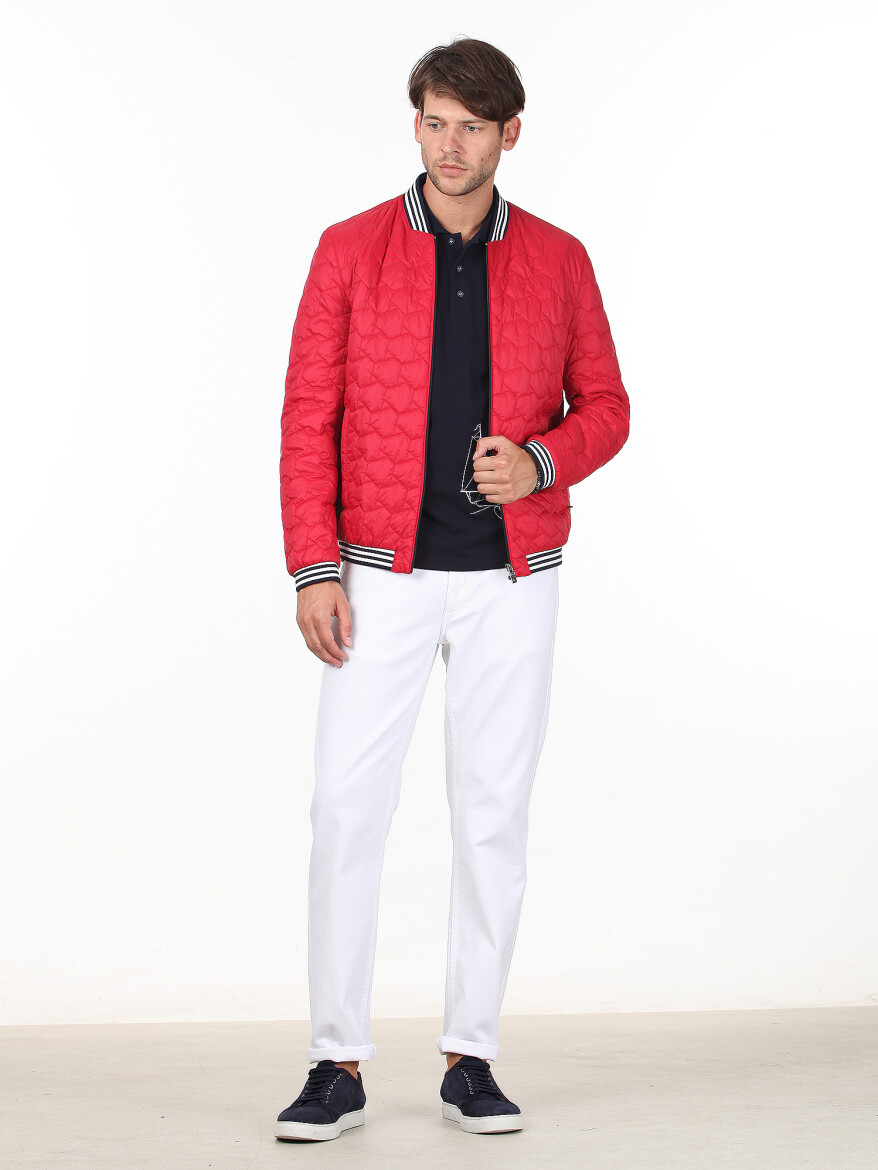 Kırmızı Regular Fit Casual Dokuma Mont - 3