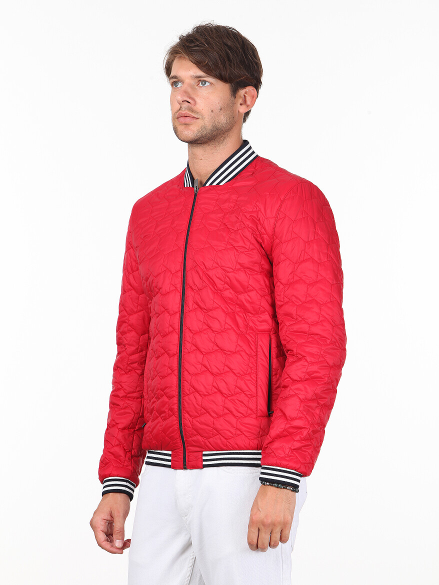 Kırmızı Regular Fit Casual Dokuma Mont - 4