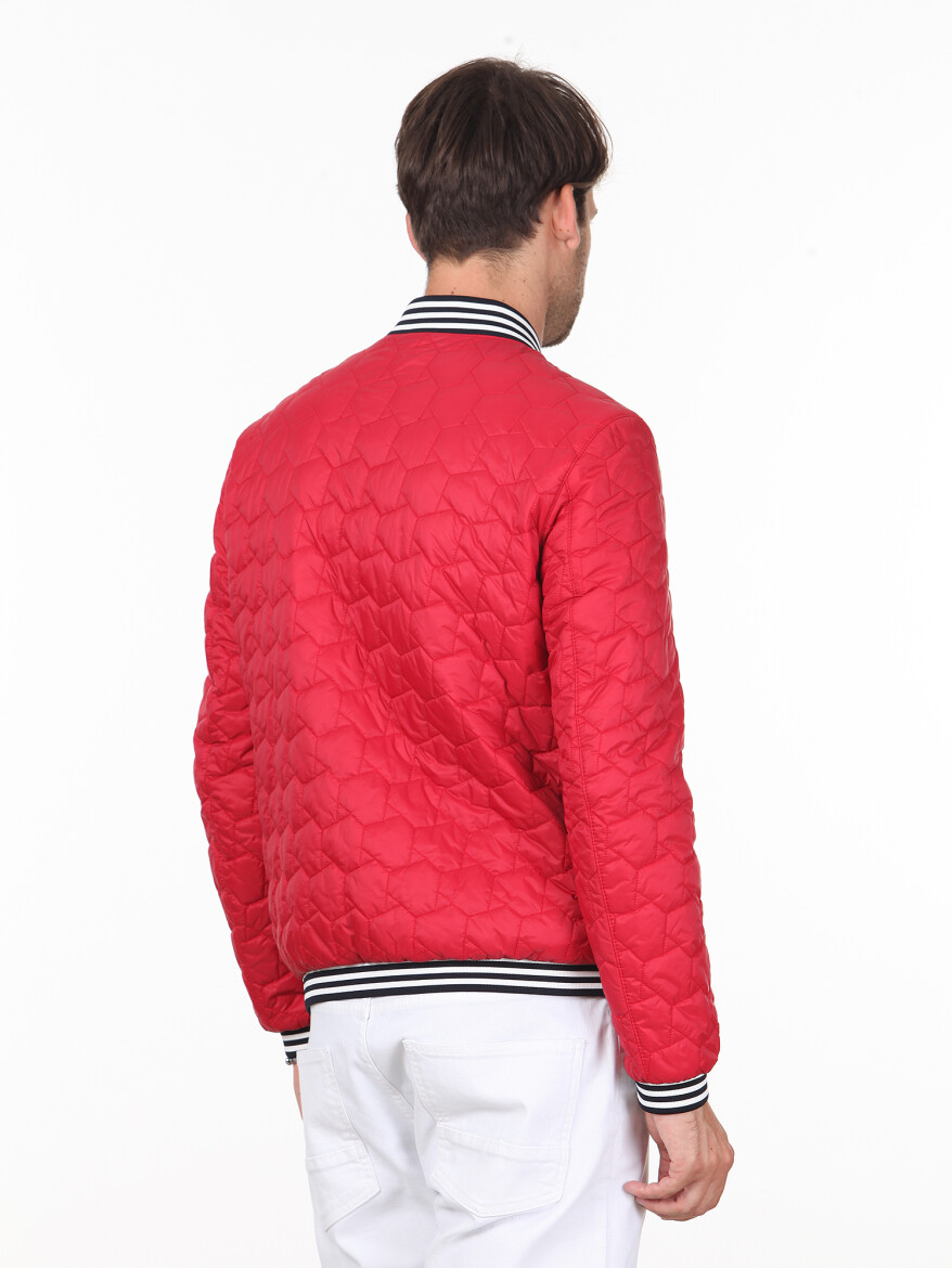 Kırmızı Regular Fit Casual Dokuma Mont - 5