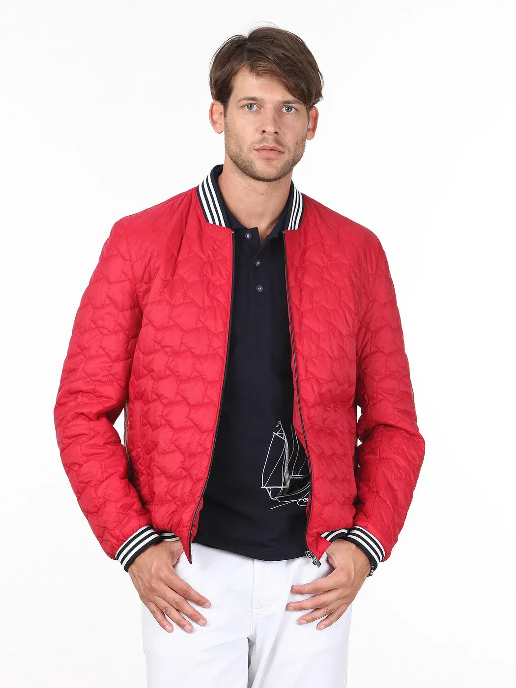 Kırmızı Regular Fit Casual Dokuma Mont - 2