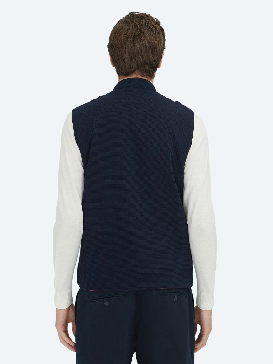 Kırmızı Regular Fit Dik Yaka Casual Örme Çift Taraflı Spor Yelek - 6