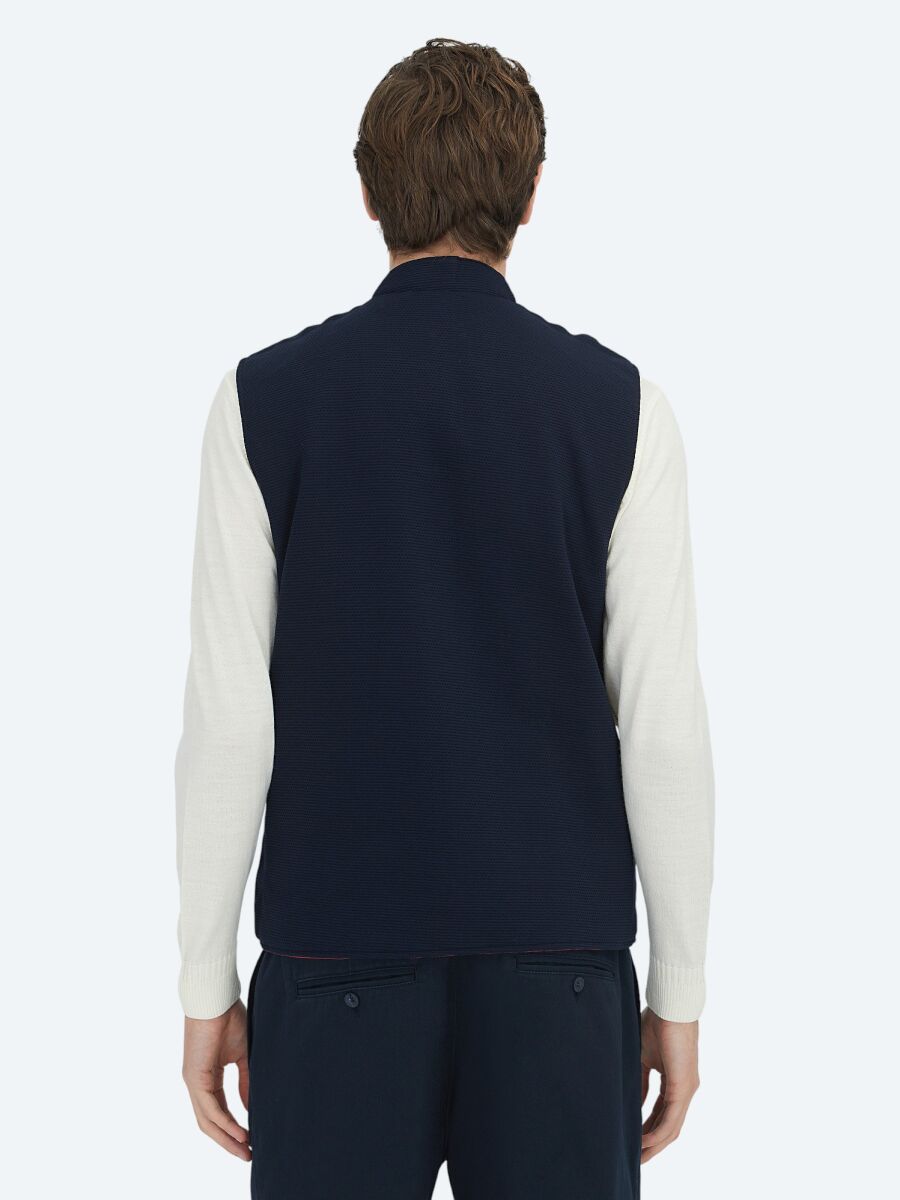 Kırmızı Regular Fit Dik Yaka Casual Örme Çift Taraflı Spor Yelek - 6