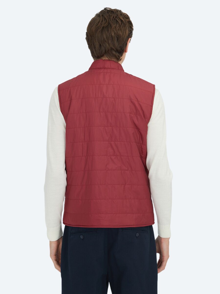 Kırmızı Regular Fit Dik Yaka Casual Örme Çift Taraflı Spor Yelek - 7