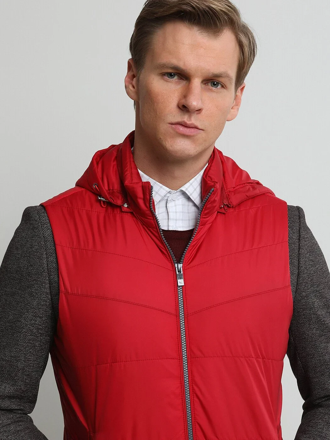 Kırmızı Regular Fit Dik Yaka Smart Casual Dokuma Spor Yelek - 3
