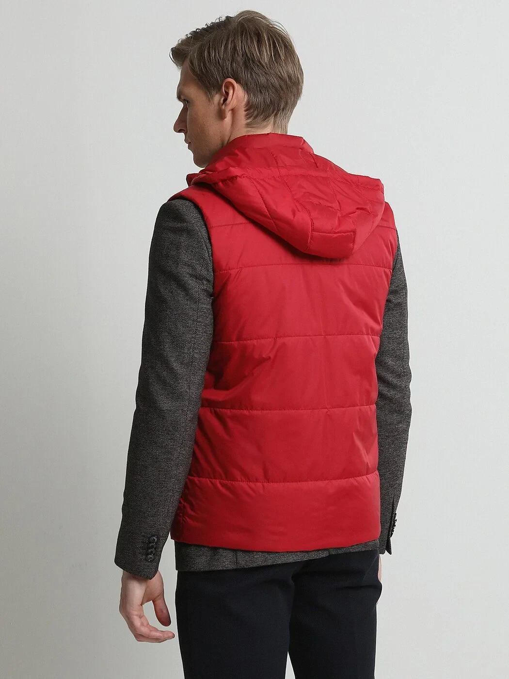 Kırmızı Regular Fit Dik Yaka Smart Casual Dokuma Spor Yelek - 4