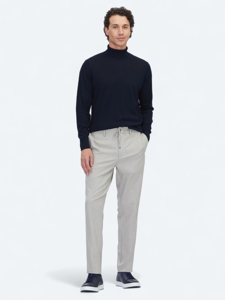 Koyu Bej Düz Dokuma Jogging Fit Casual Pantolon - 1