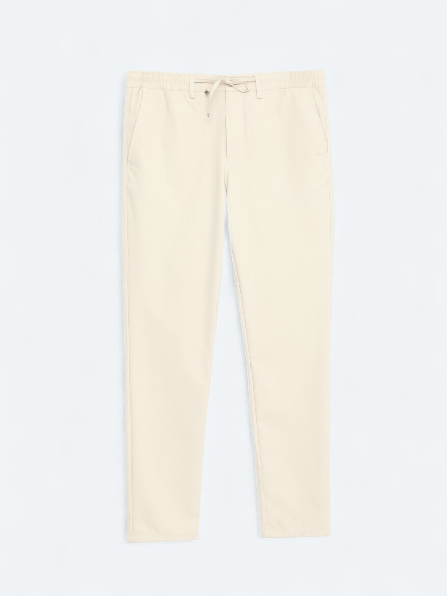 Koyu Bej Düz Dokuma Jogging Fit Casual Pantolon - 6