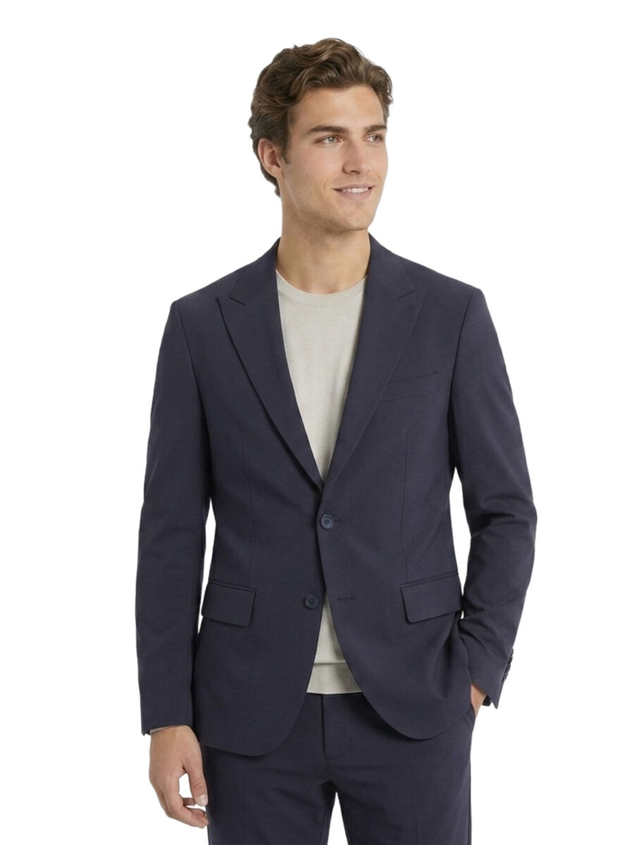Koyu Gri Düz Modern Fit Örme Takım Elbise - 1