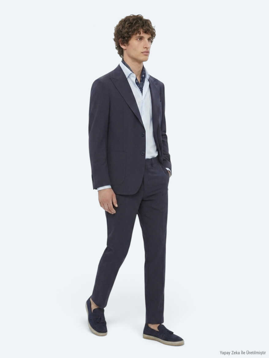 Koyu Gri Düz Modern Fit Örme Takım Elbise - KİP