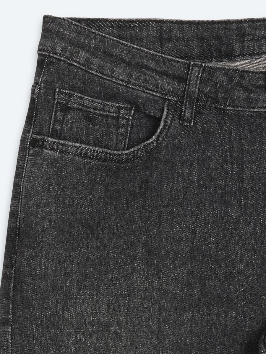 Koyu Gri Düz Slim Fit Denim Pamuk Karışımlı Pantolon - 8