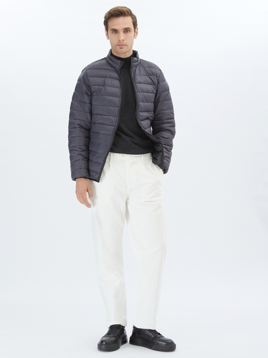 Koyu Gri Regular Fit Casual Dokuma Mont - 3