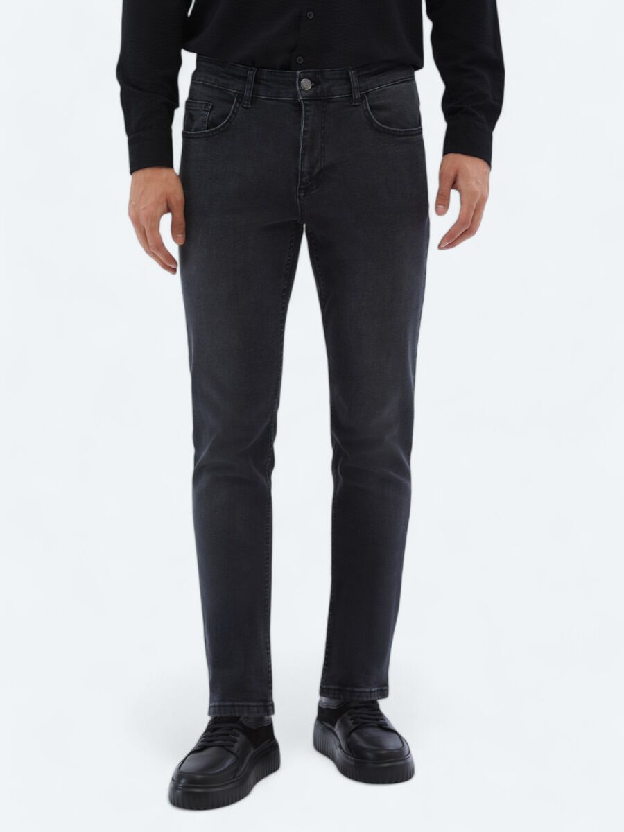 Koyu Gri Super Slm Fit Denim Pamuk Karışımlı Pantolon - 2