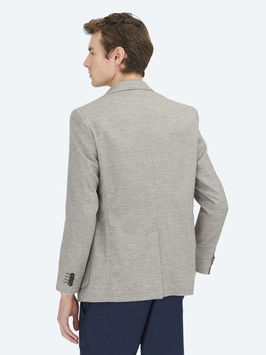 Koyu Kahve Desenli Modern Fit Yün Karışımlı Ceket - 4