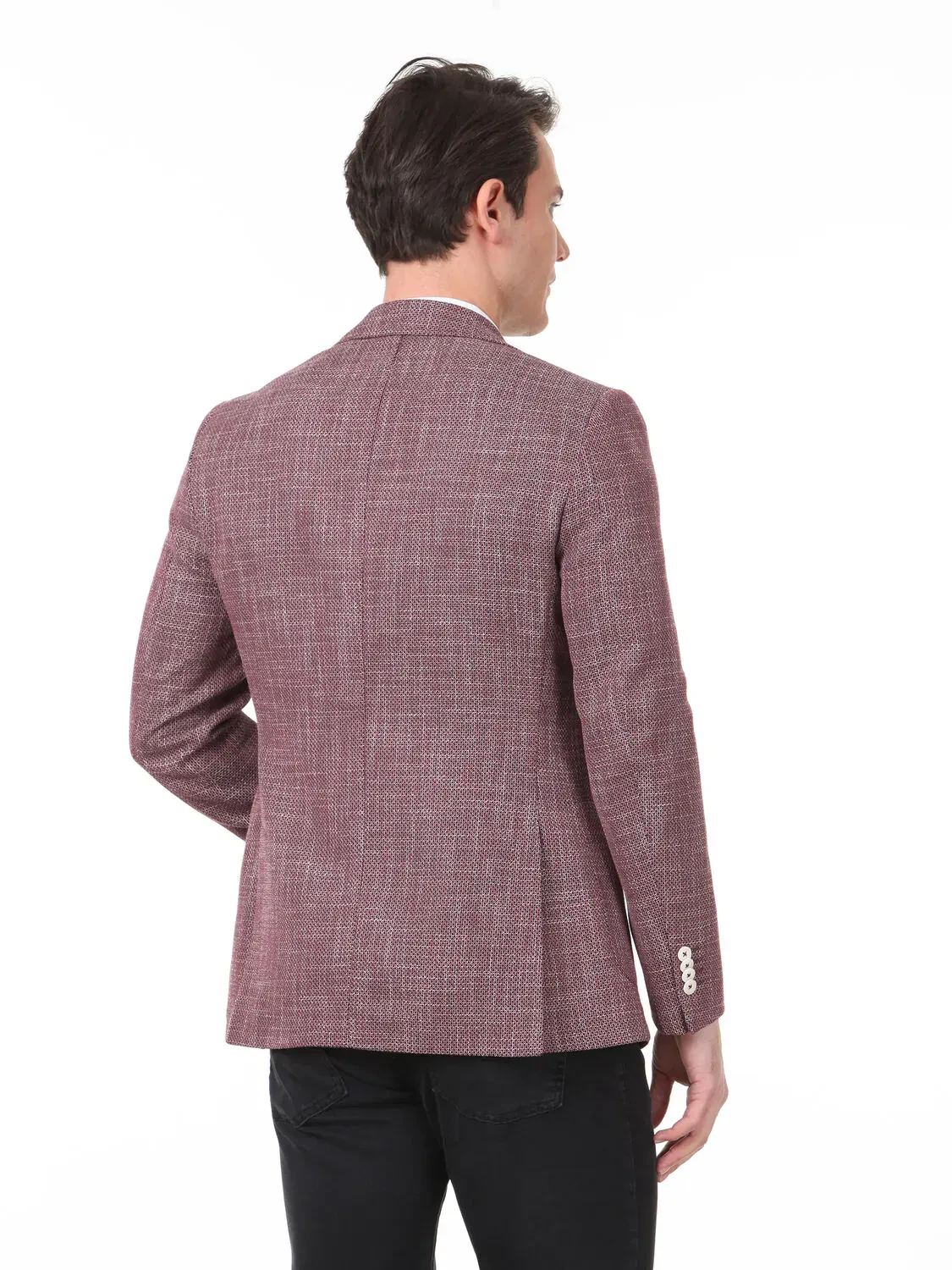 Koyu Kırmızı Mikro Regular Fit Ceket - 4