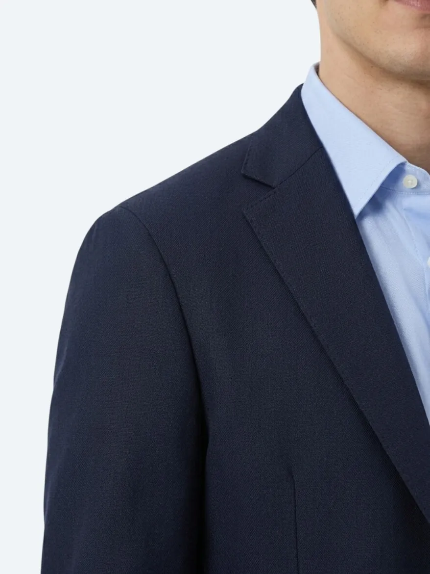 Koyu Lacivert Mikro Slim Fit %100 Yün Takım Elbise - 4