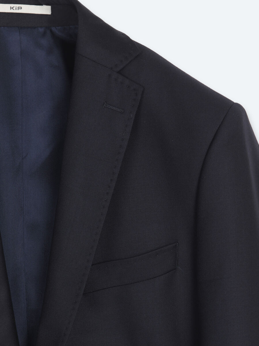 Koyu Lacivert Mikro Slim Fit %100 Yün Takım Elbise - 8
