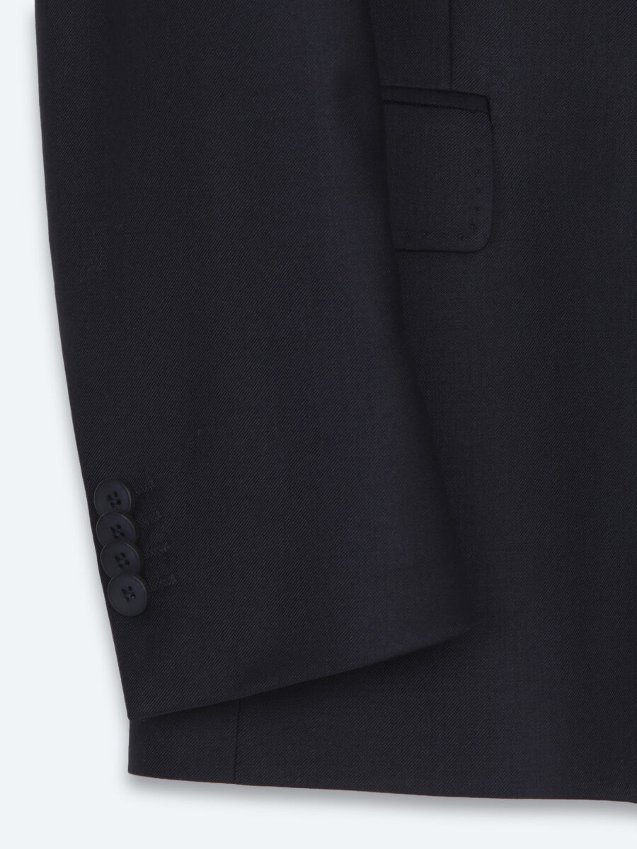 Koyu Lacivert Mikro Slim Fit %100 Yün Takım Elbise - 9
