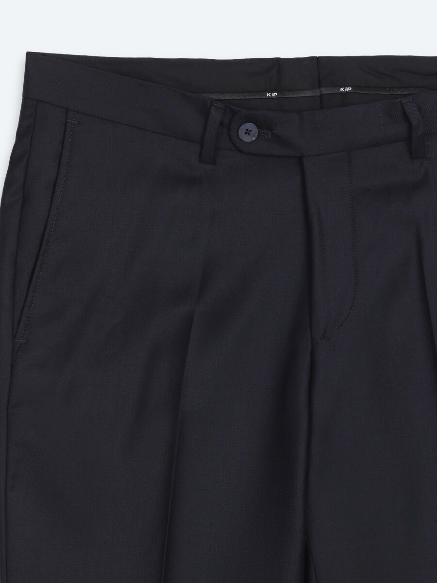 Koyu Lacivert Mikro Slim Fit %100 Yün Takım Elbise - 10