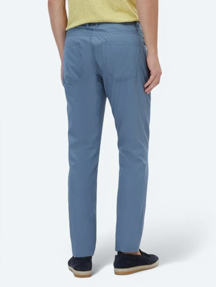 Koyu Mavi Denim Slim Fit Casual Pamuk Karışımlı Pantolon 
