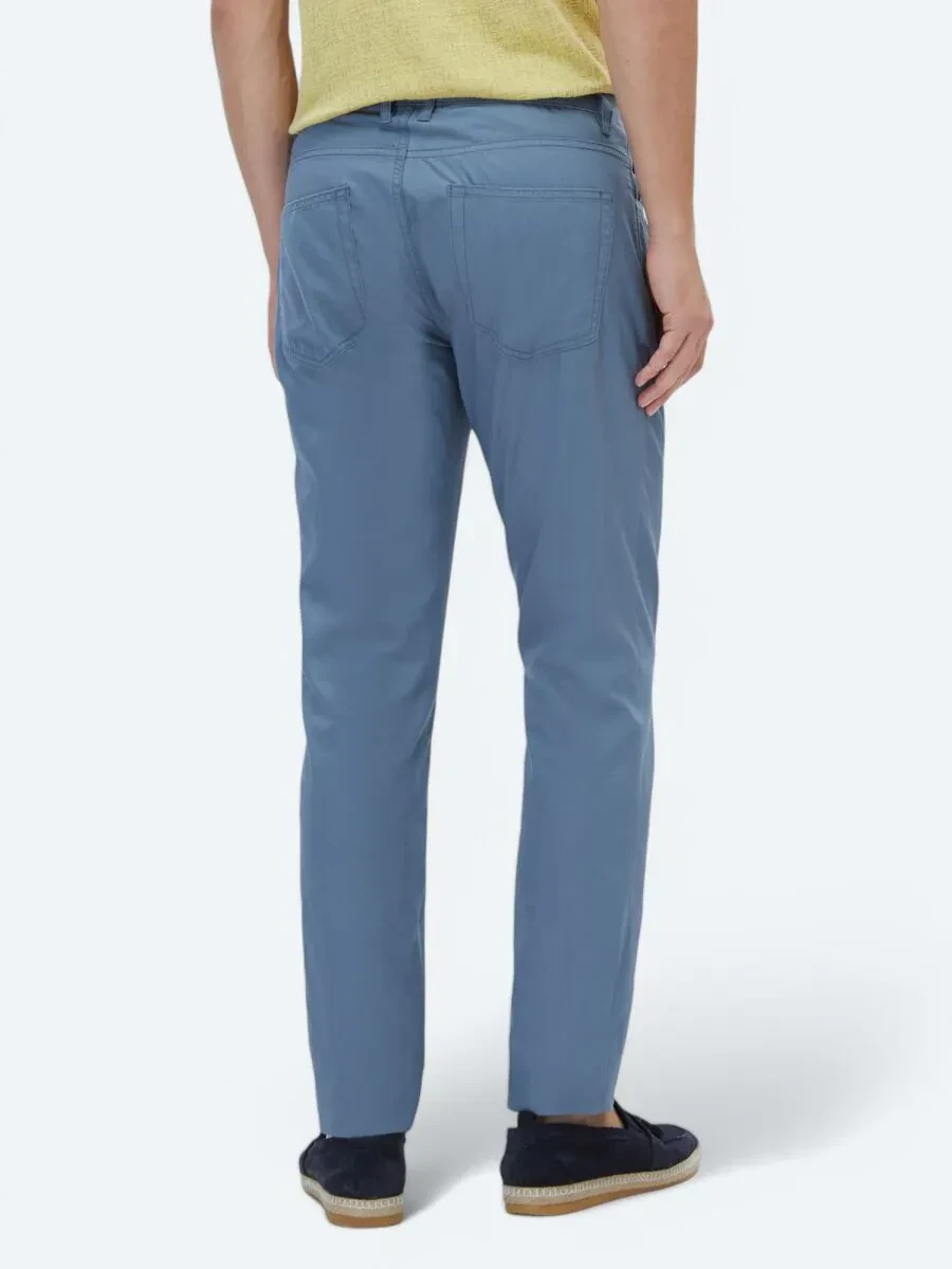 Koyu Mavi Denim Slim Fit Casual Pamuk Karışımlı Pantolon - 4
