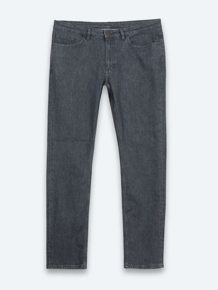 Koyu Mavi Düz Slim Fit Denim Pamuk Karışımlı Pantolon - 7