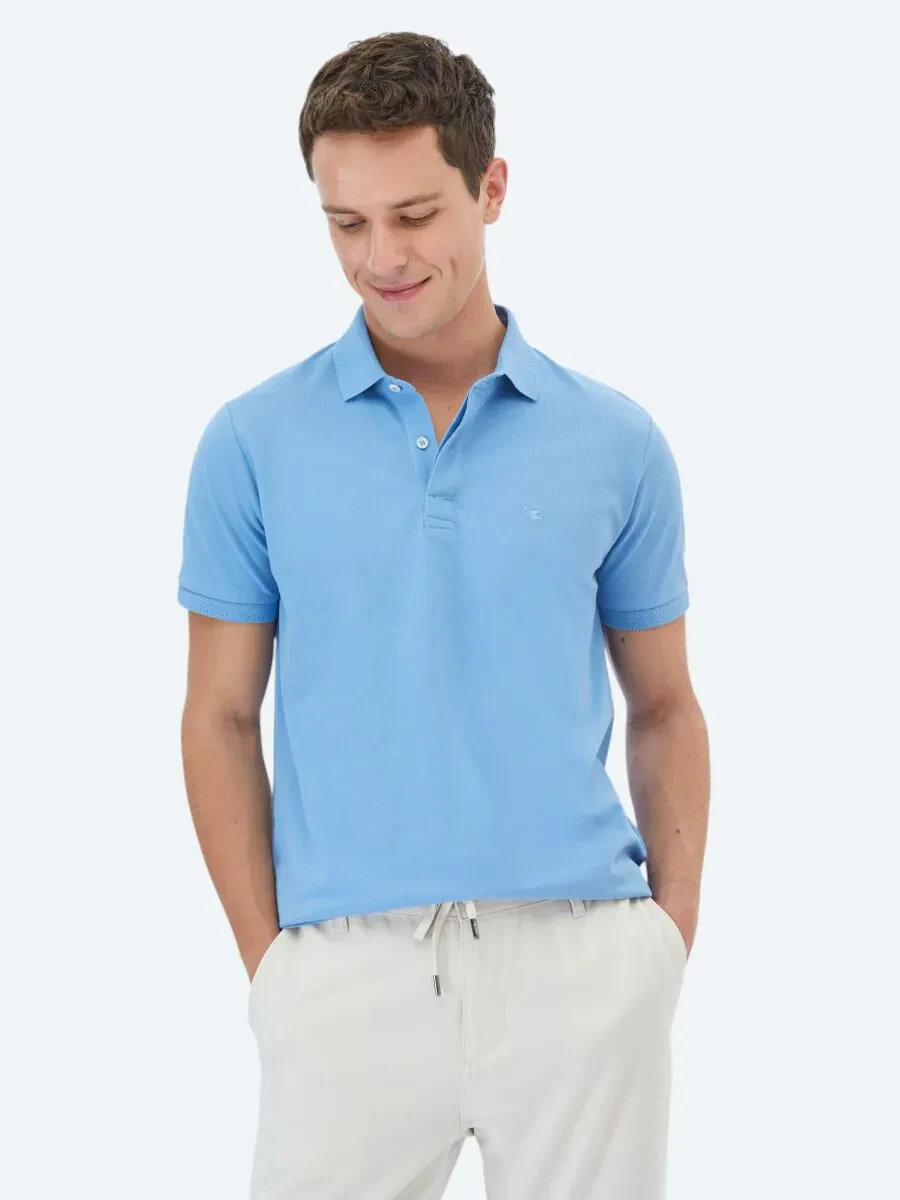 Koyu Mavi Polo Yaka %100 Pamuk T-Shirt - 3