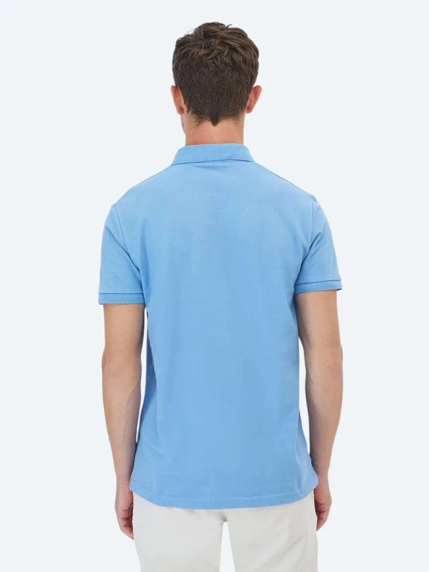 Koyu Mavi Polo Yaka %100 Pamuk T-Shirt - 7
