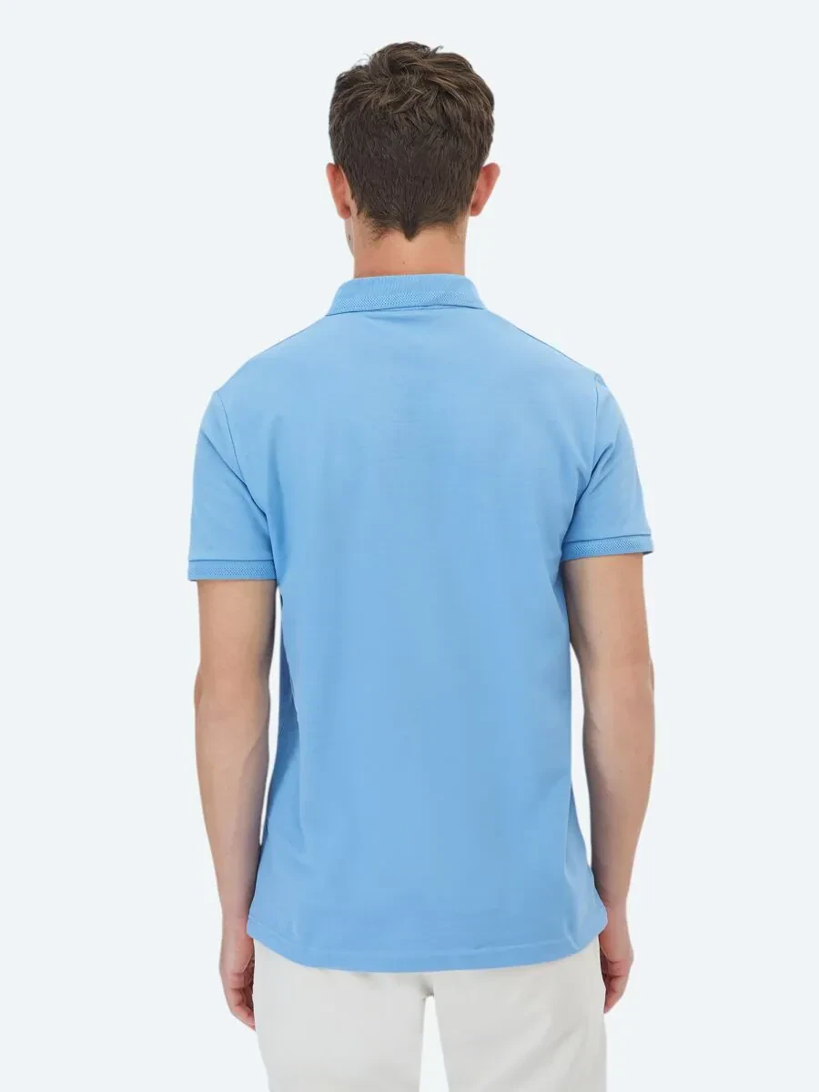 Koyu Mavi Polo Yaka %100 Pamuk T-Shirt - 7