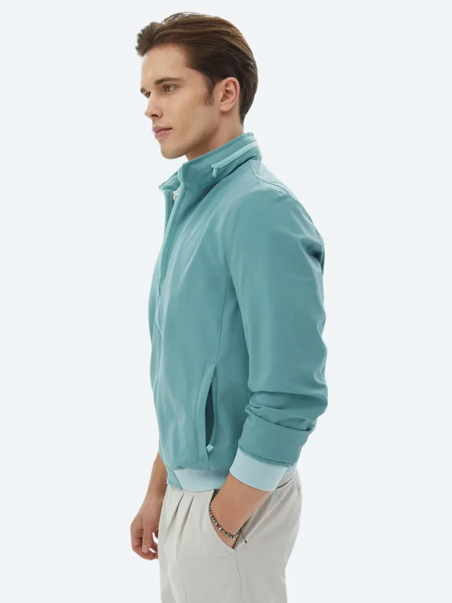 Koyu Mint Regular Fit Dik Yaka Casual Dokuma Mont - 3