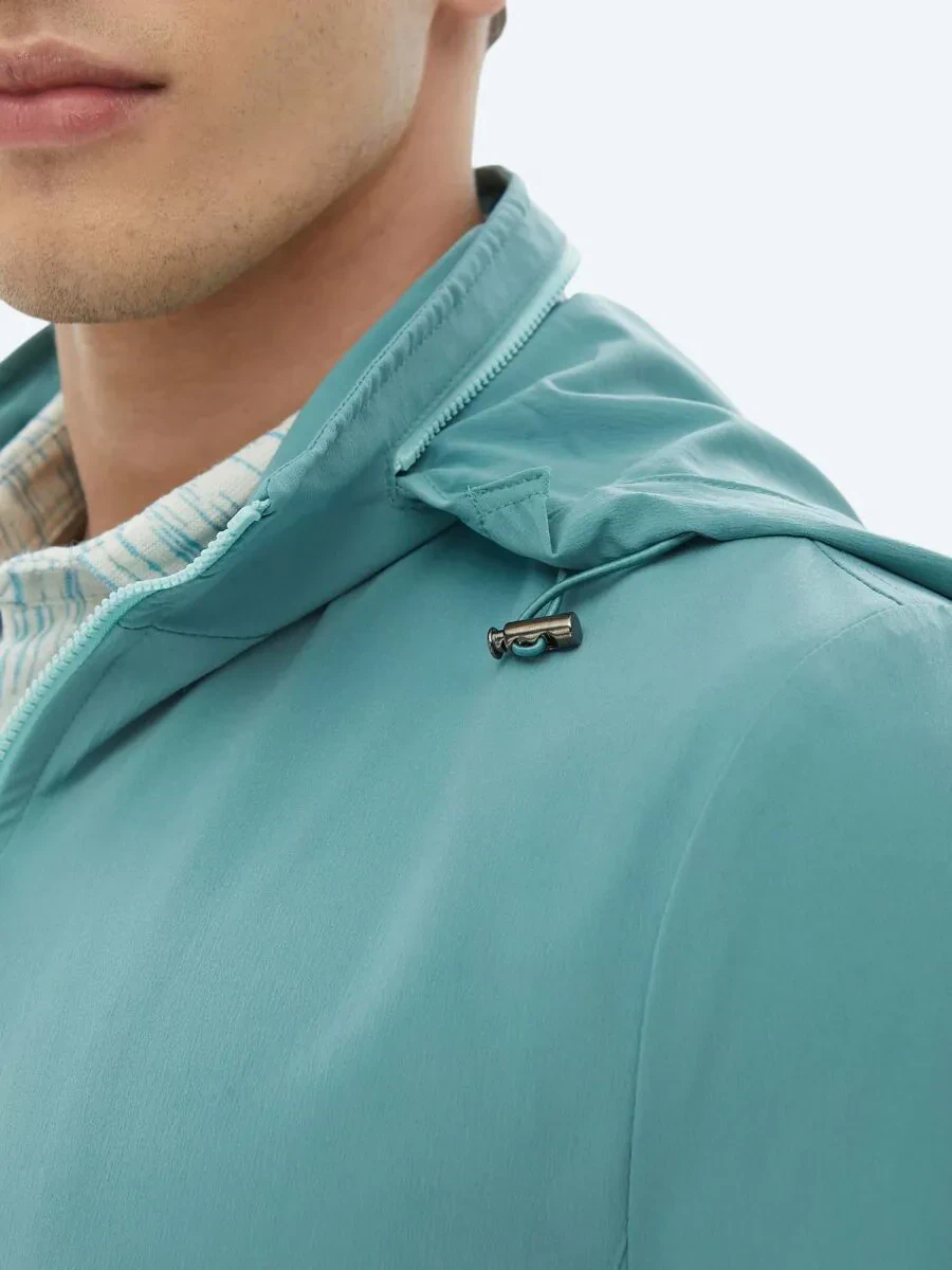Koyu Mint Regular Fit Dik Yaka Casual Dokuma Mont - 5