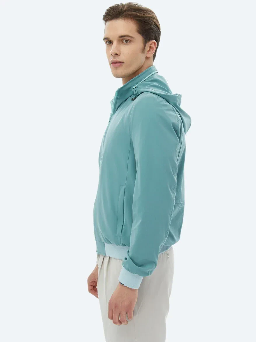 Koyu Mint Regular Fit Dik Yaka Casual Dokuma Mont - 6