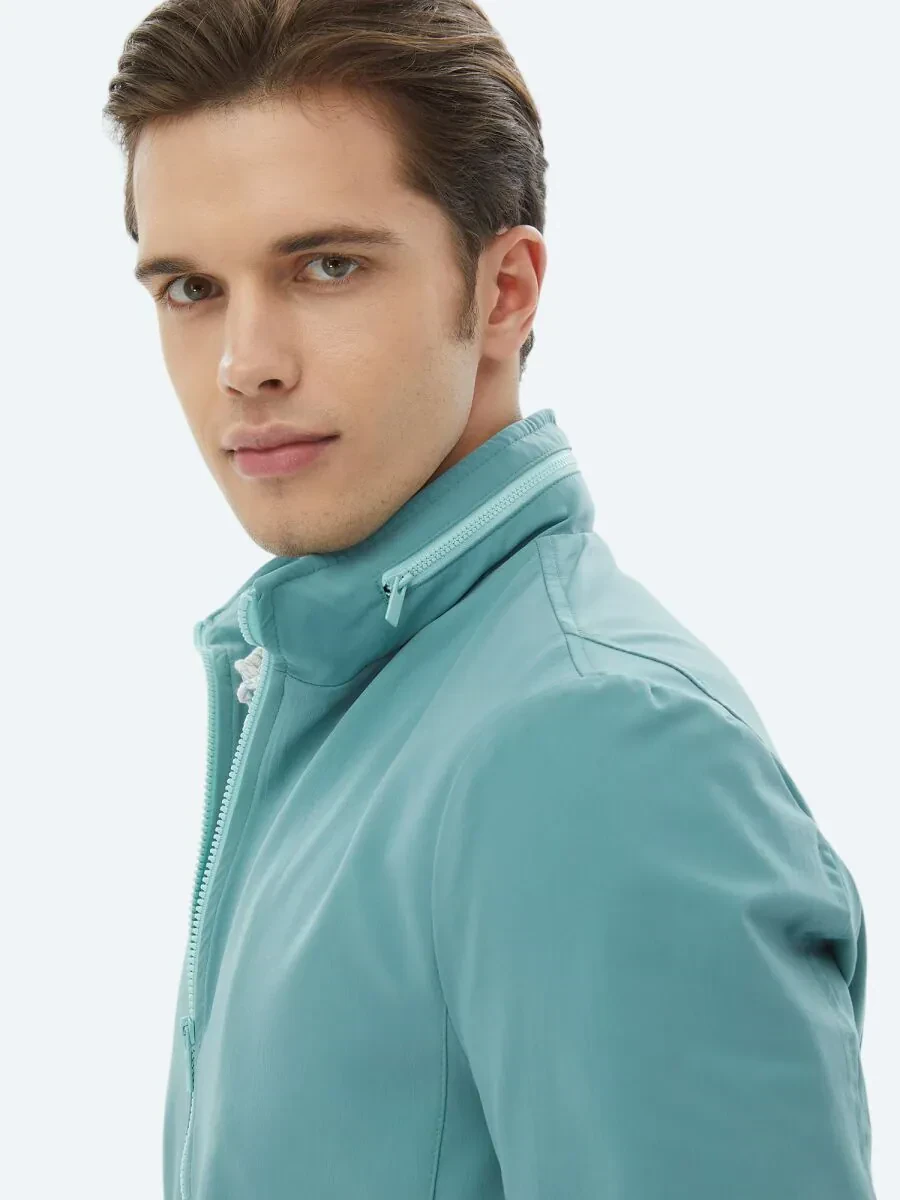 Koyu Mint Regular Fit Dik Yaka Casual Dokuma Mont - 8