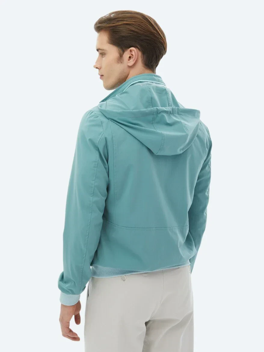 Koyu Mint Regular Fit Dik Yaka Casual Dokuma Mont - 9