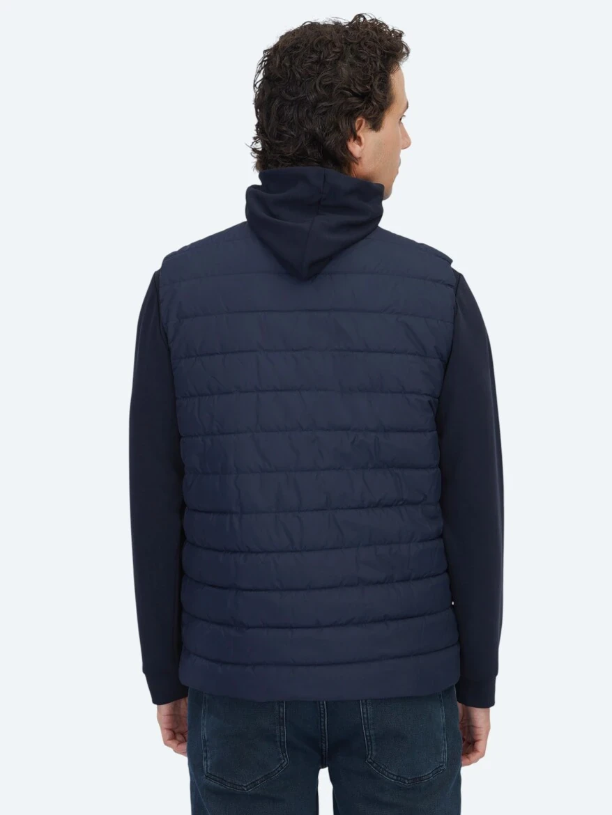 Koyu Mint Regular Fit Dik Yaka Casual Dokuma Spor Yelek - 6