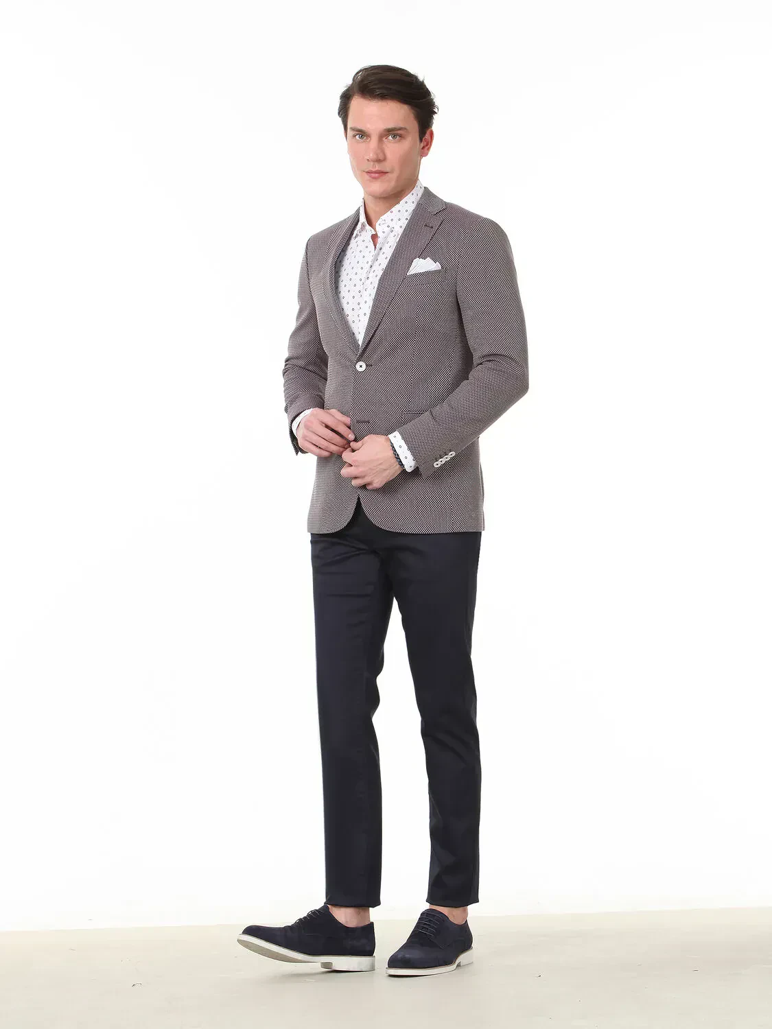 Koyu Mor Mikro Modern Fit Yün Karışımlı Ceket - 2
