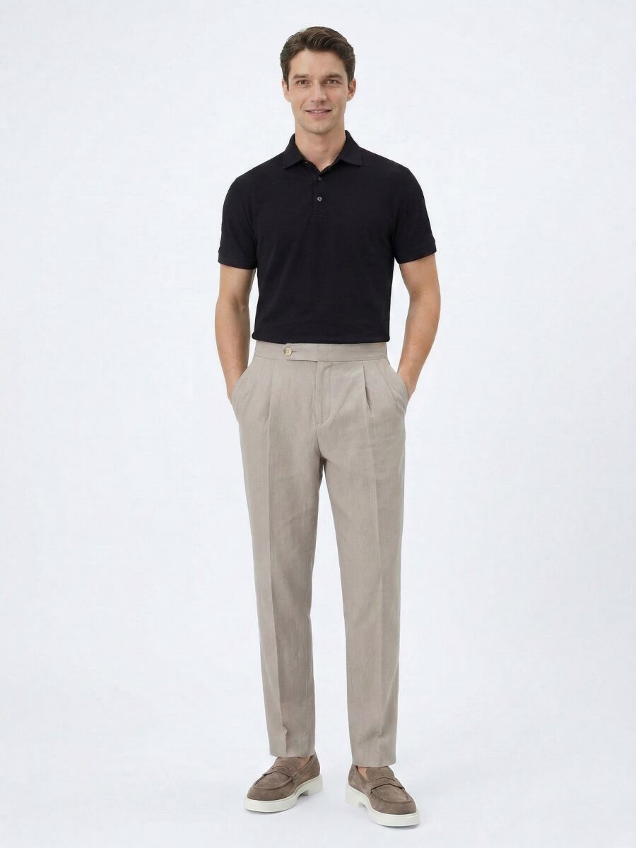 Koyu Vizon Dokuma Carrot Fit Casual Pamuk Karışımlı Pantolon - 3