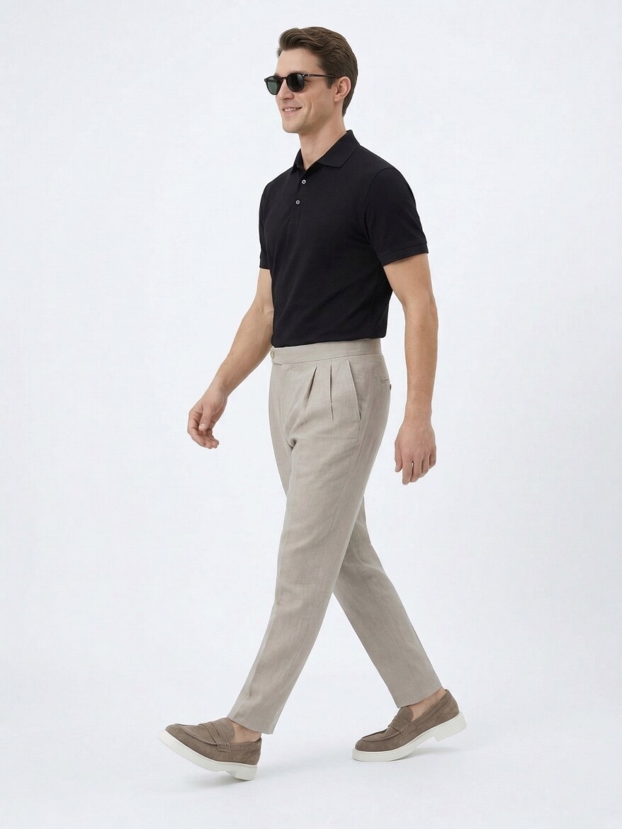 Koyu Vizon Dokuma Carrot Fit Casual Pamuk Karışımlı Pantolon - 4