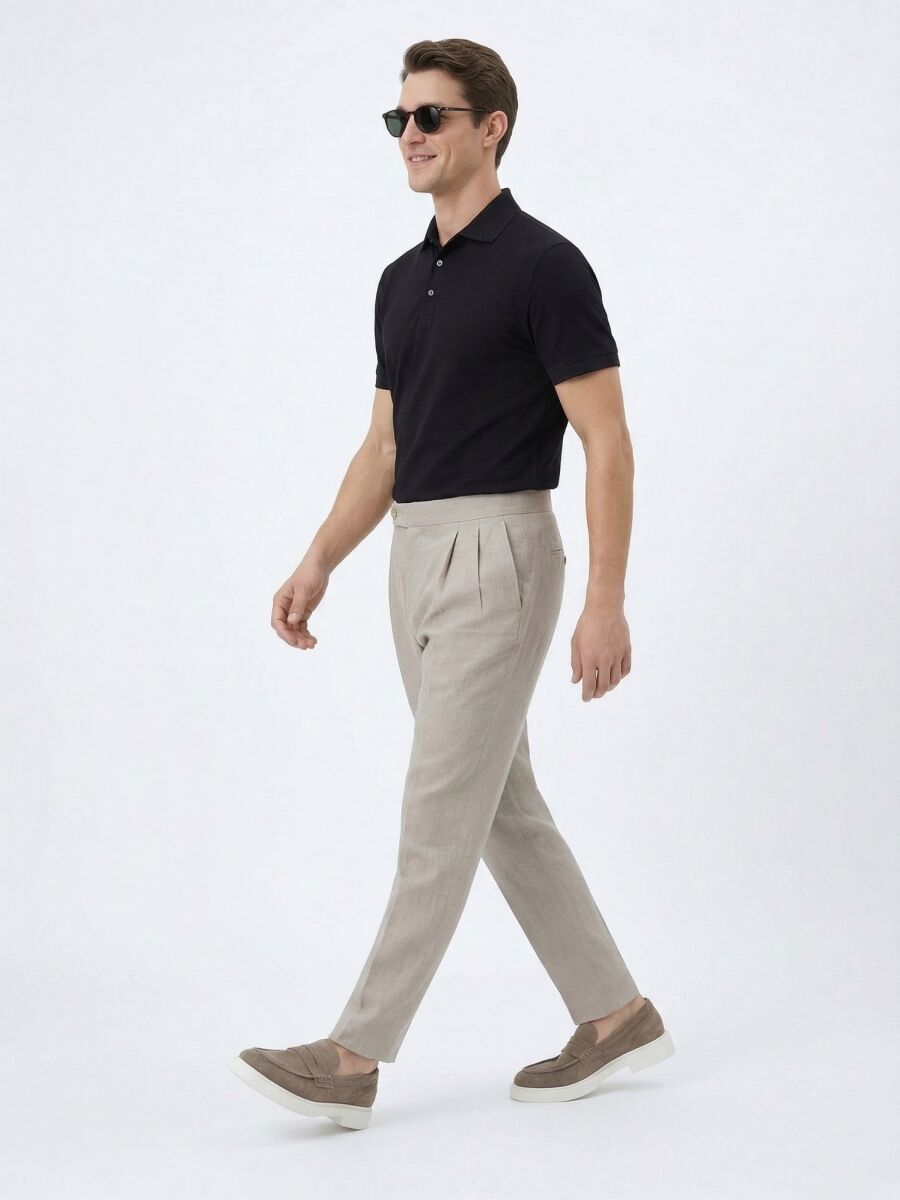 Koyu Vizon Dokuma Carrot Fit Casual Pamuk Karışımlı Pantolon - 4