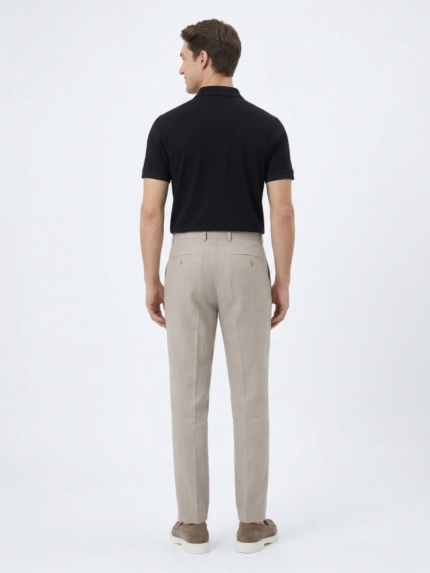 Koyu Vizon Dokuma Carrot Fit Casual Pamuk Karışımlı Pantolon - 5