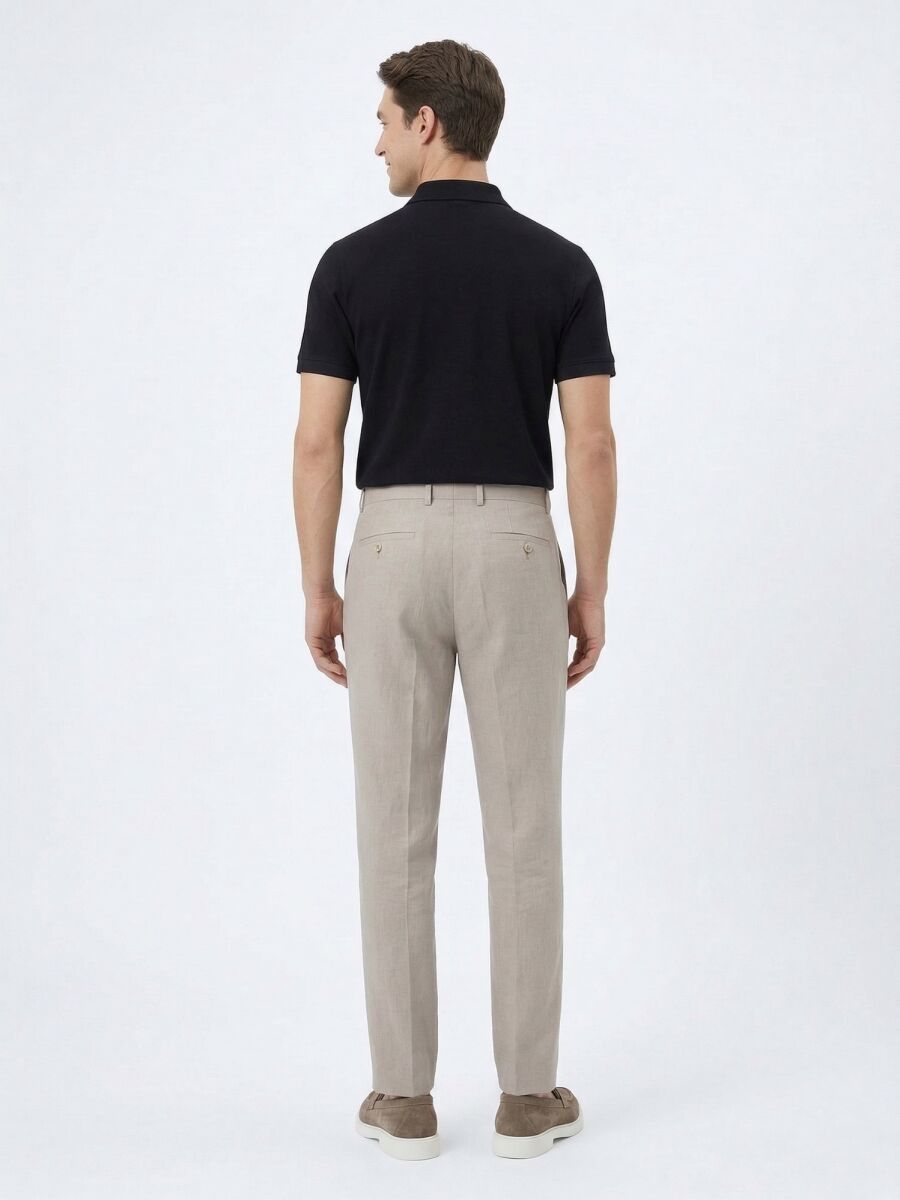 Koyu Vizon Dokuma Carrot Fit Casual Pamuk Karışımlı Pantolon - 5