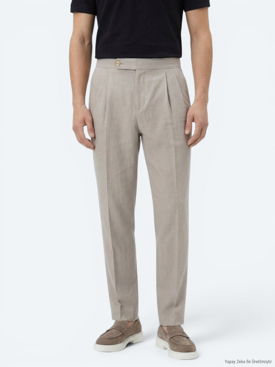 Koyu Vizon Dokuma Carrot Fit Casual Pamuk Karışımlı Pantolon - 2