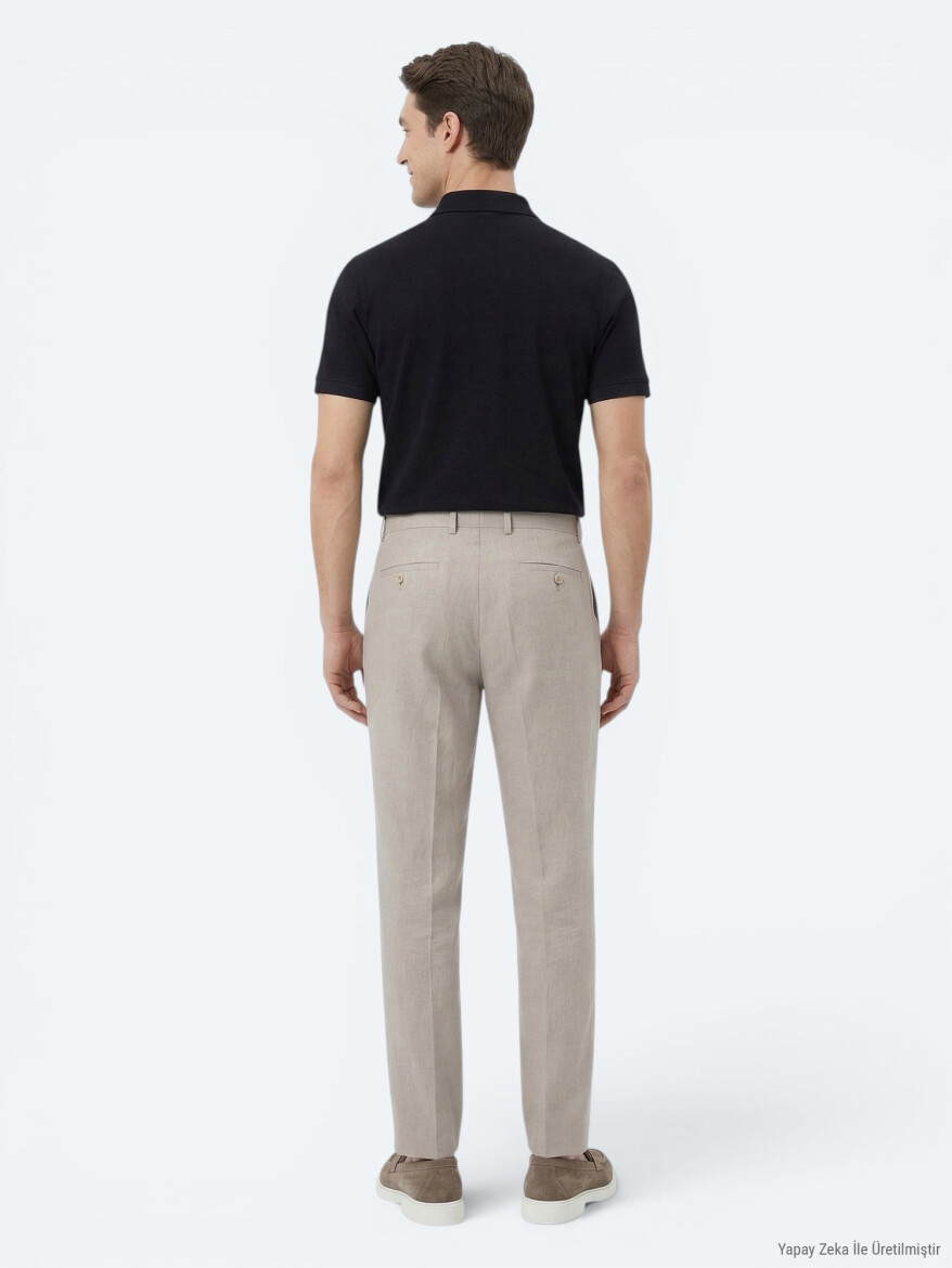 Koyu Vizon Dokuma Carrot Fit Casual Pamuk Karışımlı Pantolon - 5