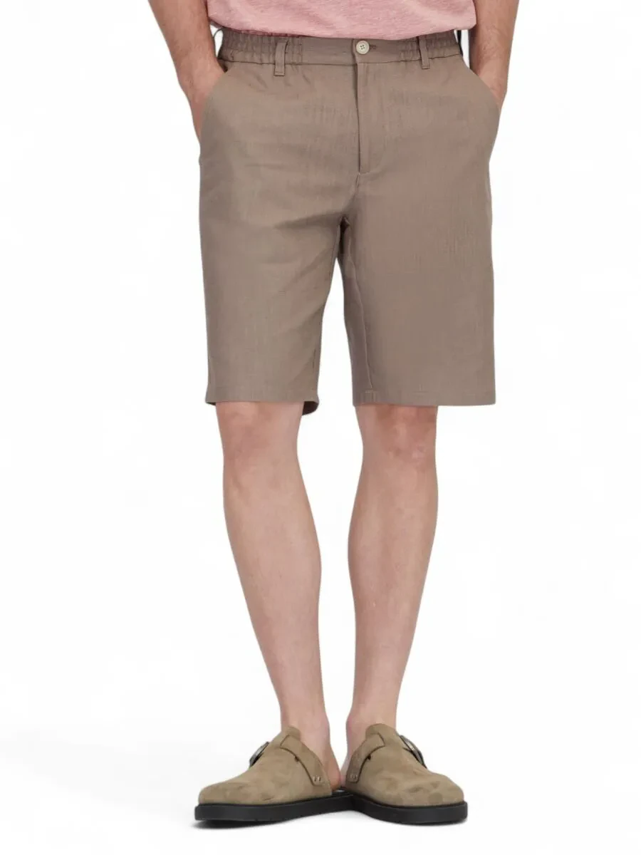 Koyu Vizon Dokuma Jogging Fit Casual Pamuk Karışımlı Bermuda - 2