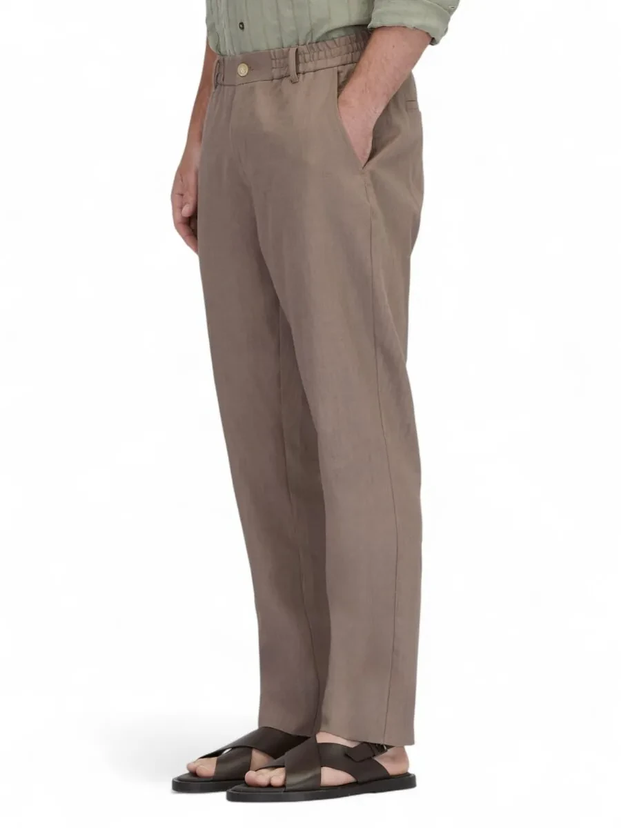 Koyu Vizon Dokuma Jogging Fit Casual Pamuk Karışımlı Pantolon - 3