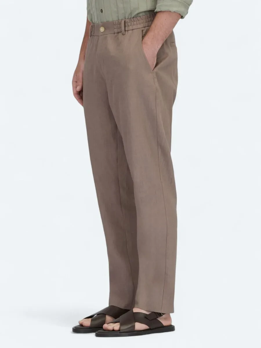 Koyu Vizon Dokuma Jogging Fit Casual Pamuk Karışımlı Pantolon - 3