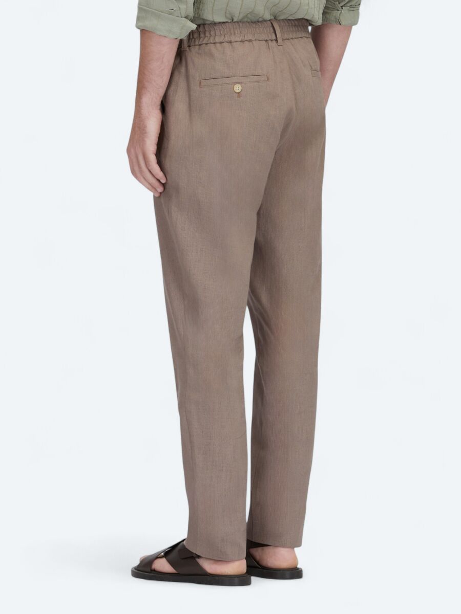 Koyu Vizon Dokuma Jogging Fit Casual Pamuk Karışımlı Pantolon - 5