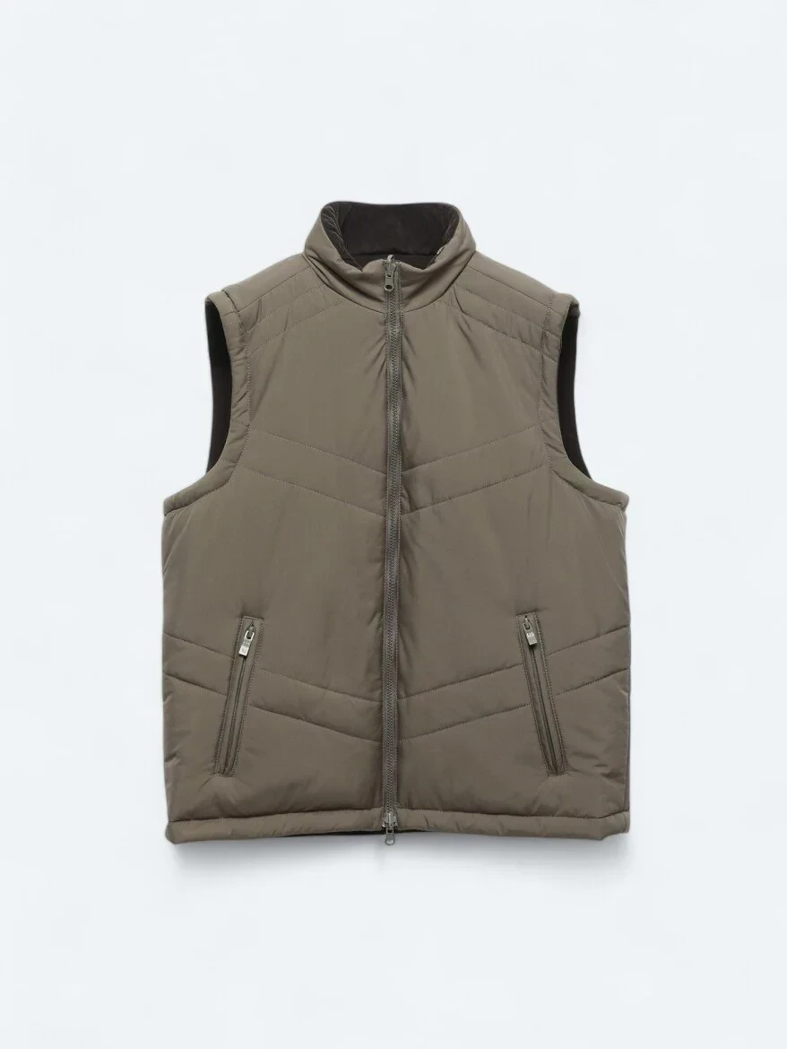 Koyu Vizon Regular Fit Gizli Kapüşon Casual Dokuma Spor Yelek - 13